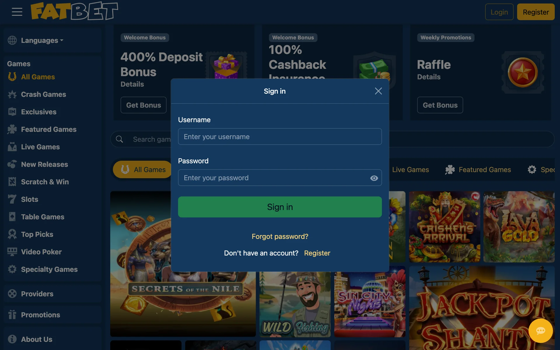 FatBet account sign-in